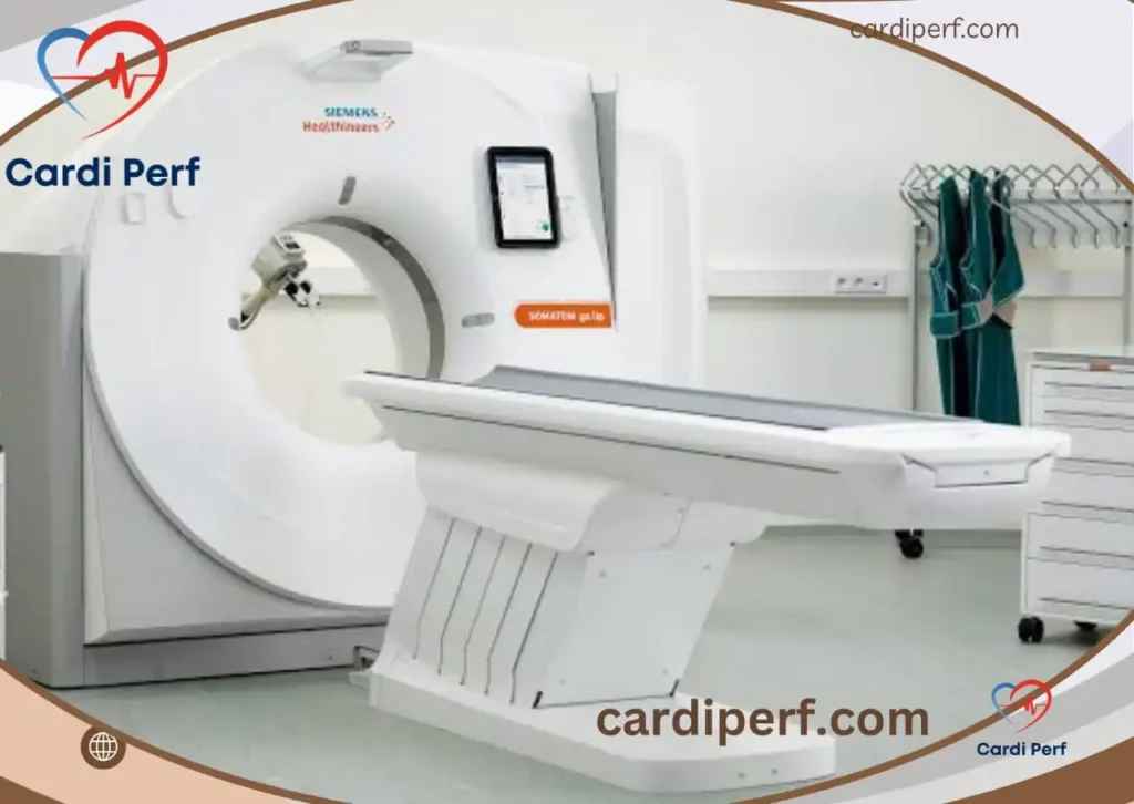 CT Angiography (CTA) scan showing detailed coronary artery images used for diagnosing cardiovascular disease.